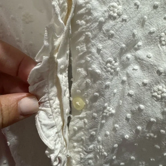 LOFT White Ruffle Sleeve Top - Picture 4 of 10